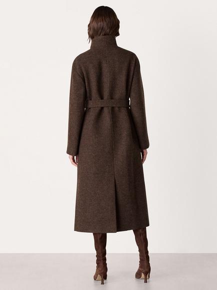 Whistles Morgan Funnel Neck Pure Wool Coat - view 2, Taupe