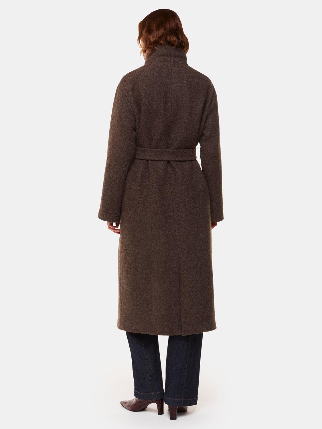 Product image 3 of 7, which shows Whistles Morgan Funnel Neck Pure Wool Coat, Taupe, 6