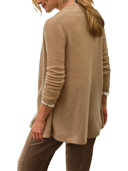 Pure Collection Open Neck Swing Cashmere Cardigan, Camel, Camel