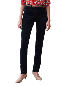 Pure Collection Washed Velvet Jeans, Navy, Navy
