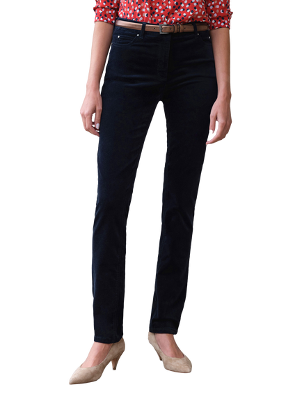 Pure Collection Washed Velvet Jeans, Navy, Navy