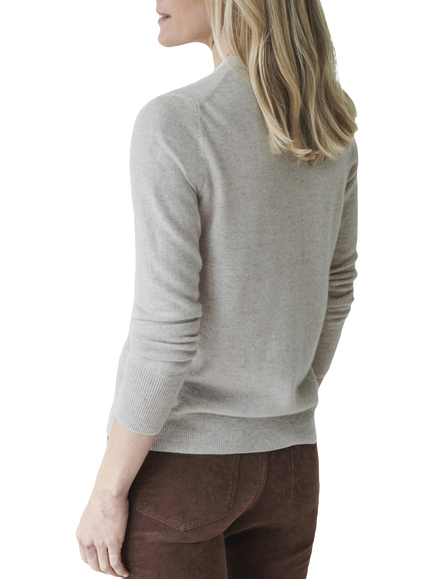 Pure Collection V-Neck Cashmere Cardigan, Heather Dove - view 2, Heather Dove
