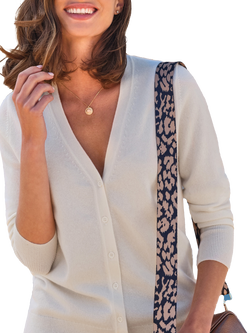 Pure Collection V-Neck Cashmere Cardigan, Soft White