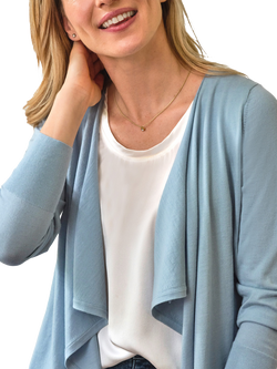 Pure Collection Waterfall Wool Rich Cardigan, Seaspray - view 2, Seaspray