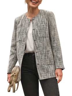 Pure Collection Textured Button Jacket, Grey - view 2, Grey