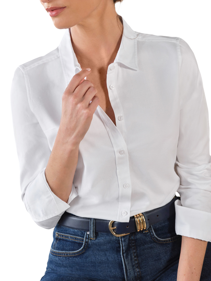 Pure Collection Cotton Voile Shirt, White - view 2, White