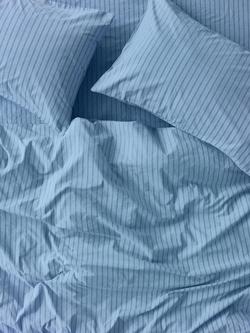 Piglet in Bed Washed Cotton Percale Favourite Shirt Stripe Bedding, Pale Blue, Pale Blue