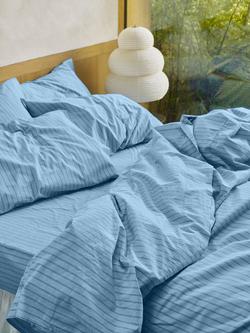 Piglet in Bed Washed Cotton Percale Favourite Shirt Stripe Bedding, Pale Blue - view 2, Pale Blue