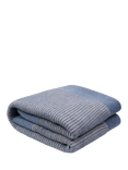 Piglet in Bed Striped Wool Blend Knit Throw, Stone Blue