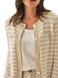 Pure Collection Textured Stripe Cardigan, Neutral