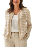Pure Collection Textured Stripe Cardigan, Neutral