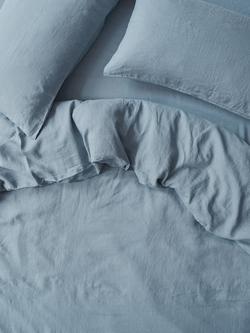 Piglet in Bed Plain Linen Bedding, Dusk Blue
