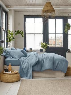 Piglet in Bed Plain Linen Bedding - view 2, Dusk Blue