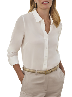 Pure Collection Silk Long Sleeve Shirt, Ivory, Ivory