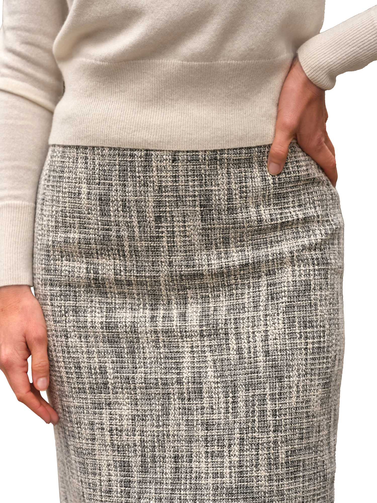 Product image 3 of 3, which shows Pure Collection Textured Pencil Skirt, Grey, 8