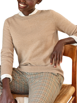 Pure Collection Crew Neck Pure Cashmere Jumper, Camel