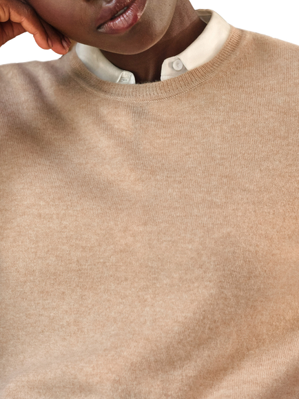 Pure Collection Crew Neck Pure Cashmere Jumper - view 2, Camel