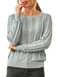 Pure Collection Fan Stitch Organic Cotton Jumper, Ice Blue