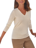 Pure Collection Cashmere V-Neck Jumper, Soft White