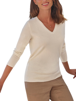 Pure Collection Cashmere V-Neck Jumper, Soft White
