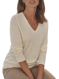 Pure Collection Cashmere V-Neck Jumper, Soft White