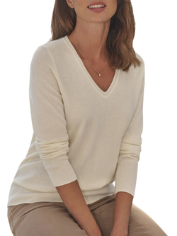 Pure Collection Cashmere V-Neck Jumper - view 2, Soft White