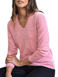 Pure Collection V-Neck Cashmere Jumper, Heather Rose