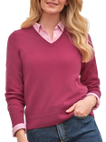Pure Collection V-Neck Cashmere Jumper, Velvet Pink