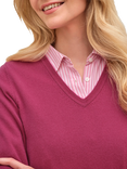 Pure Collection V-Neck Cashmere Jumper, Velvet Pink