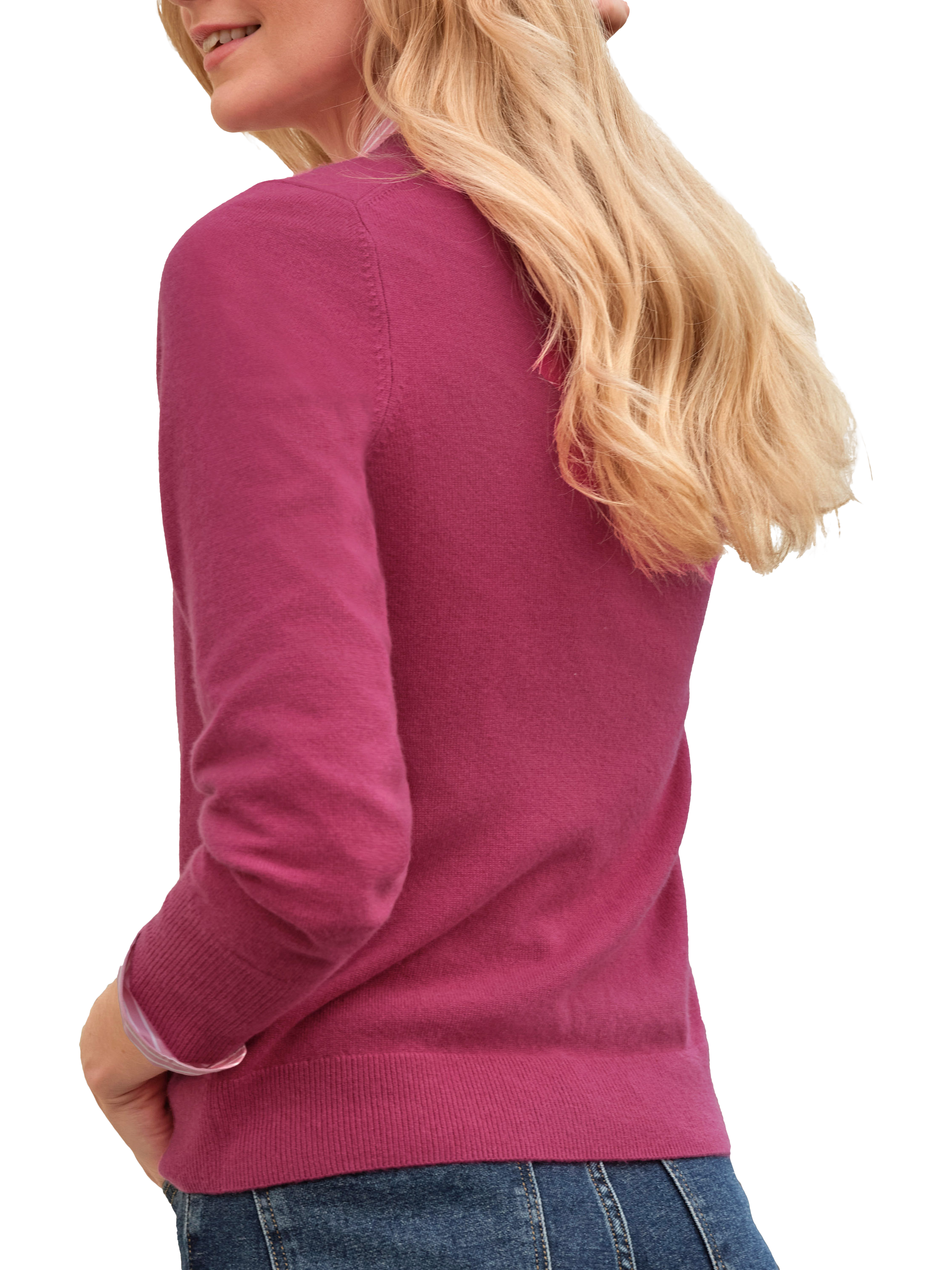 Product image 3 of 3, which shows Pure Collection V-Neck Cashmere Jumper, Velvet Pink, 8