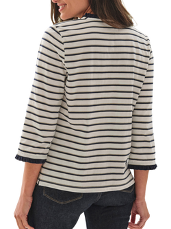 Pure Collection Stripe Micro Frill Top, Ivory/Blue - view 2, Ivory/Blue