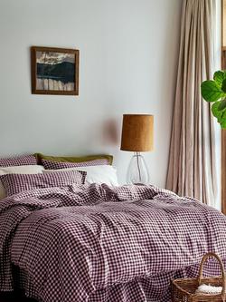 Piglet in Bed Gingham Linen Blend Bedding - view 2, Berry