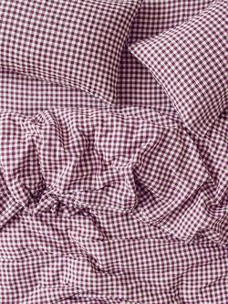 Piglet in Bed Gingham Linen Blend Bedding, Berry