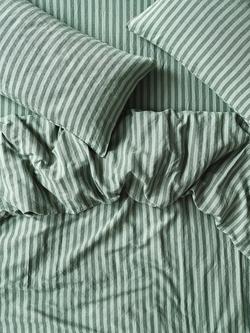 Piglet in Bed Pembroke Stripe Linen Blend Bedding, Pine/Green
