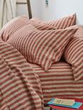 Piglet in Bed Pembroke Stripe Linen Blend Bedding, Sandstone/Red