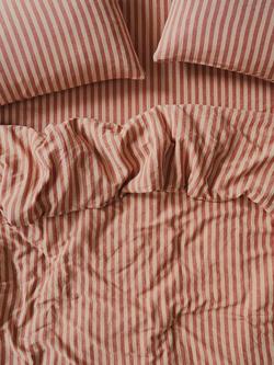 Piglet in Bed Pembroke Stripe Linen Blend Bedding, Sandstone/Red