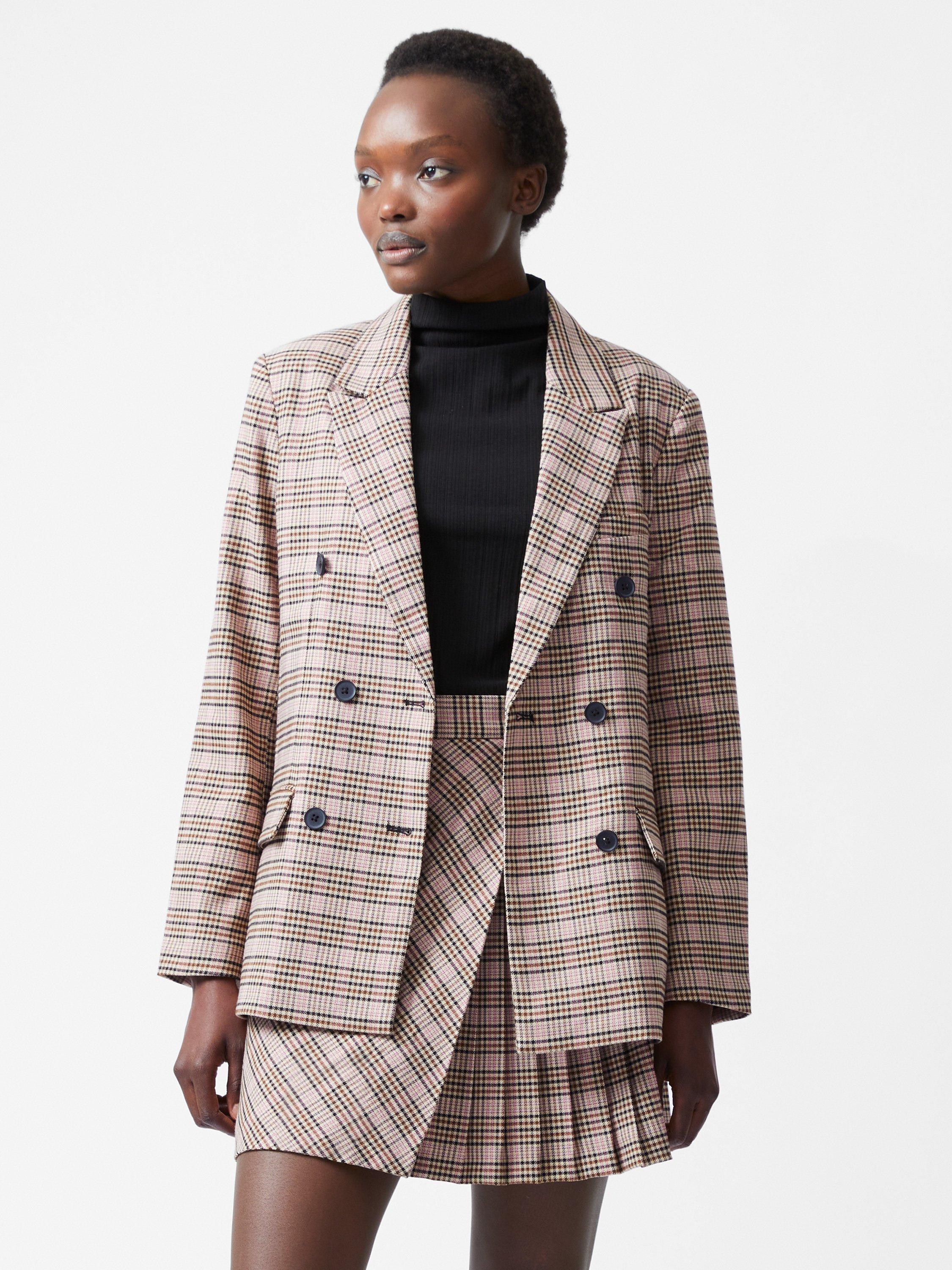 French Connection Gina Check Blazer, Pink/Multi