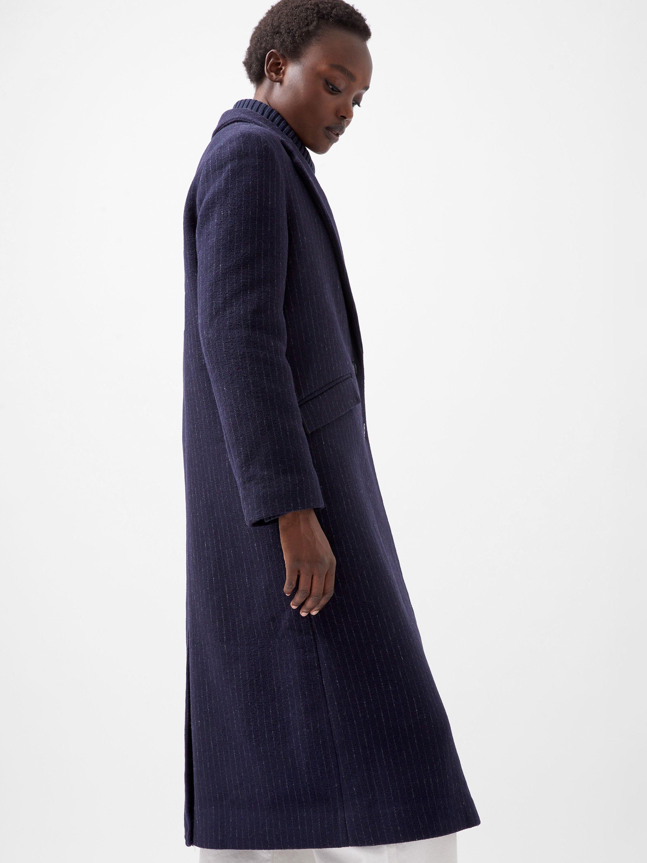Product image 2 of 3, which shows French Connection Arlana Pinstripe Coat, Navy, XL