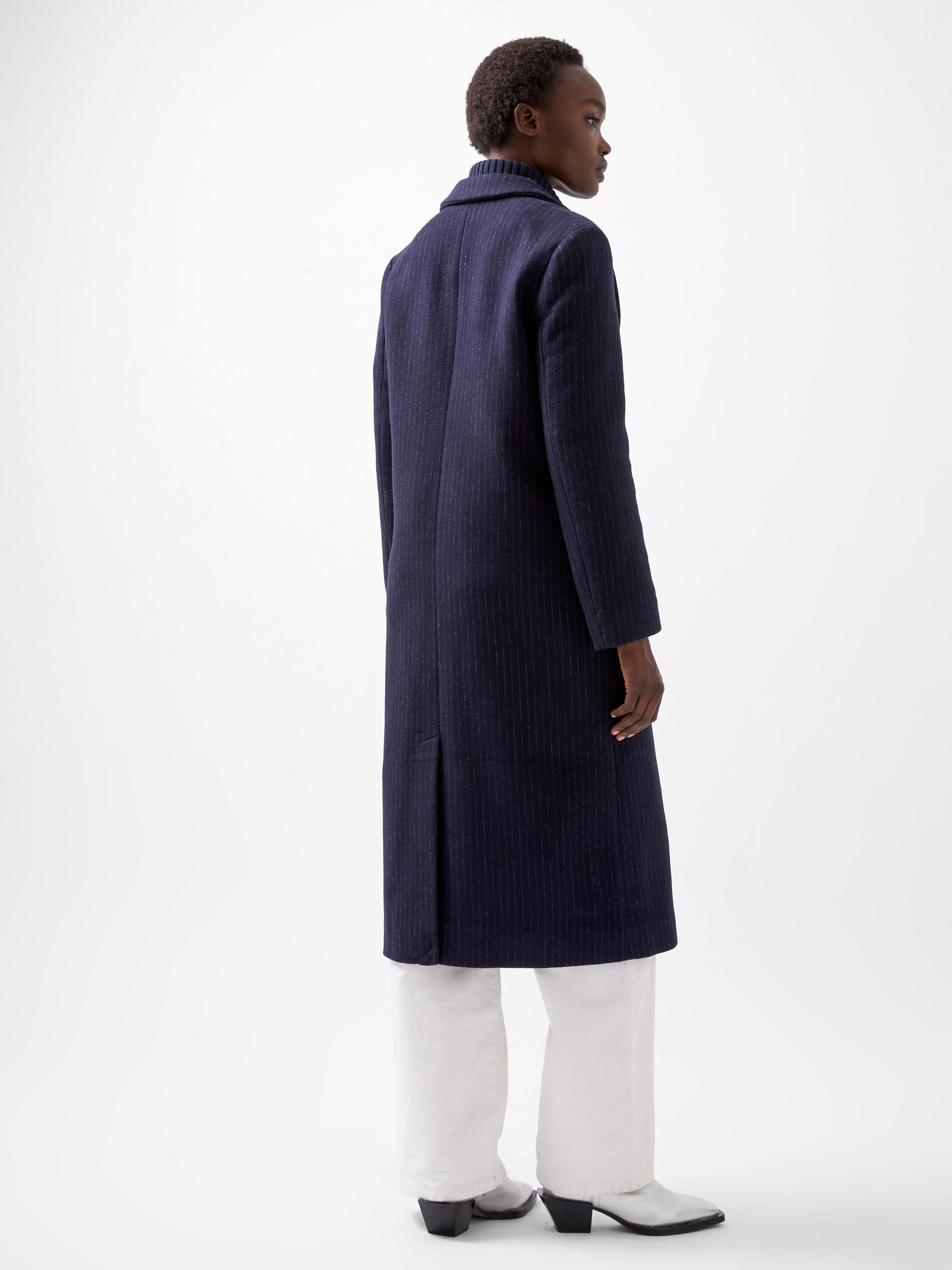 Product image 3 of 3, which shows French Connection Arlana Pinstripe Coat, Navy, XL