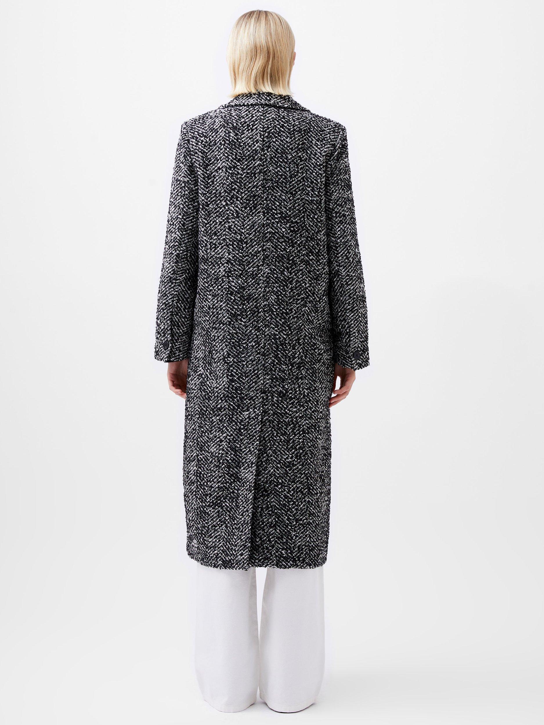Product image 3 of 4, which shows French Connection Chantelle Herringbone Wool Blend Coat, Black/White, S