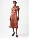 French Connection Irina Satin Cowl Neck Dress, Russet Brown