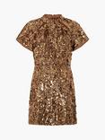 French Connection Sequin Mesh Mini Dress, Copper