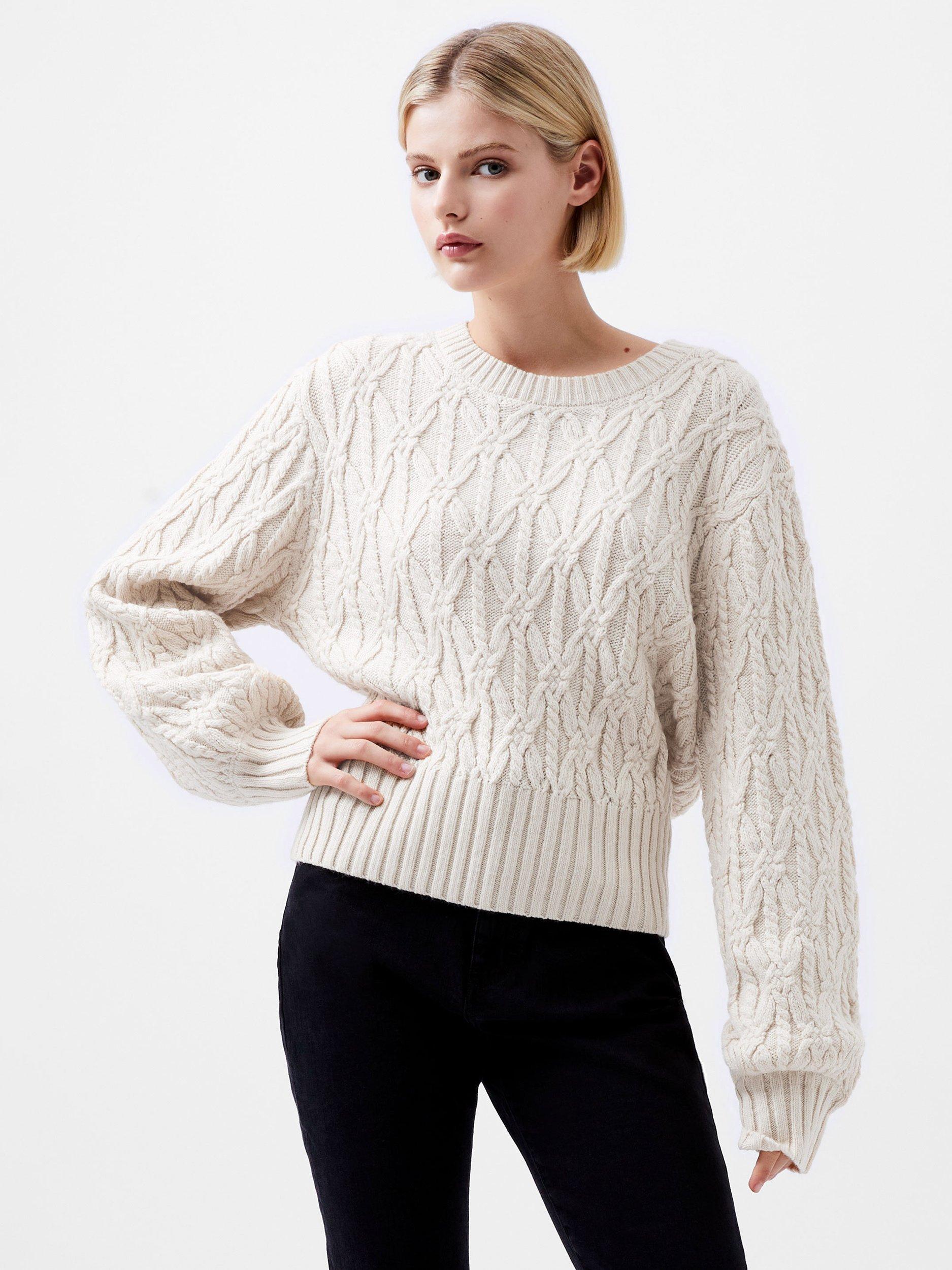 French Connection Layon Jini Cable Knit Jumper Cream