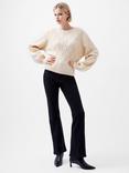French Connection Layon Jini Cable Knit Jumper, Cream