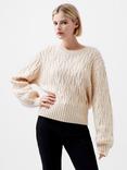 French Connection Layon Jini Cable Knit Jumper, Cream