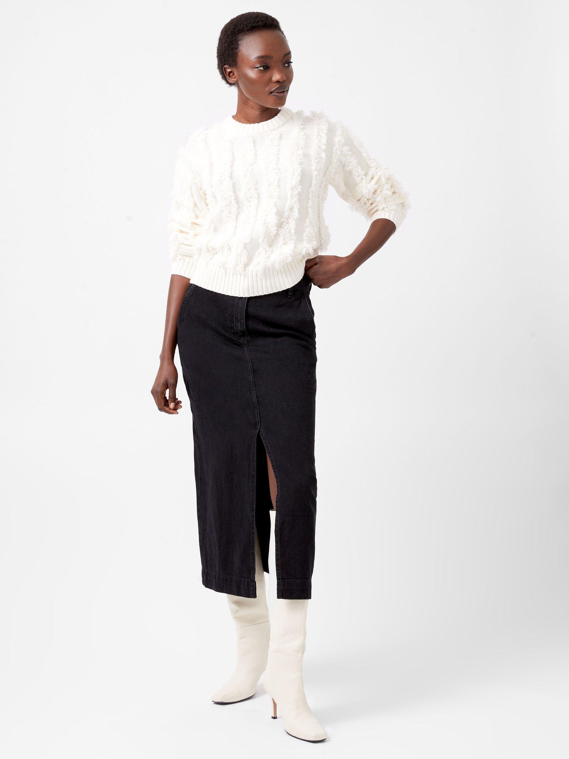 Product image 1 of 4, which shows French Connection Malika Fringed Jumper, Cream, XS