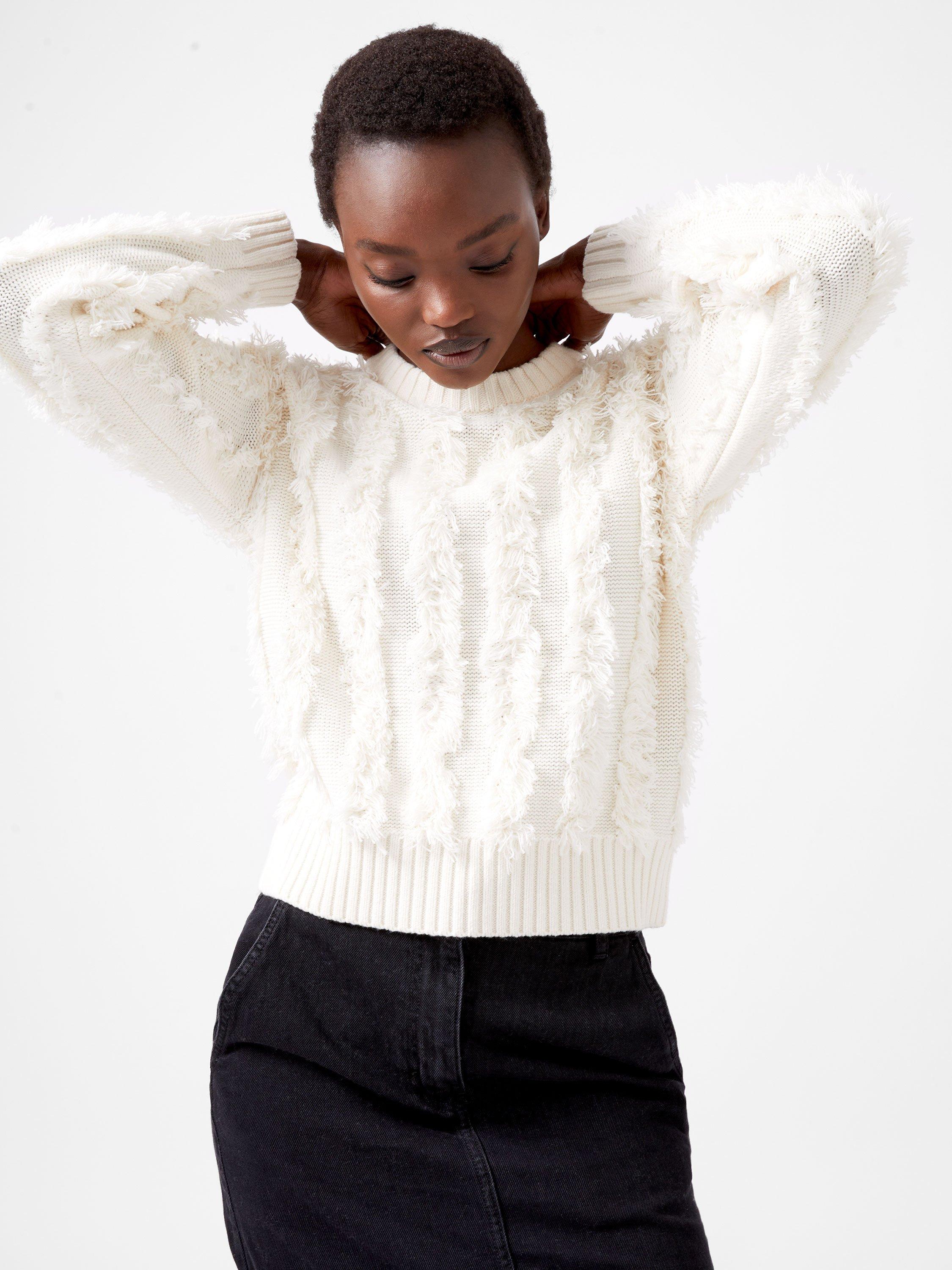 Product image 2 of 4, which shows French Connection Malika Fringed Jumper, Cream, XS
