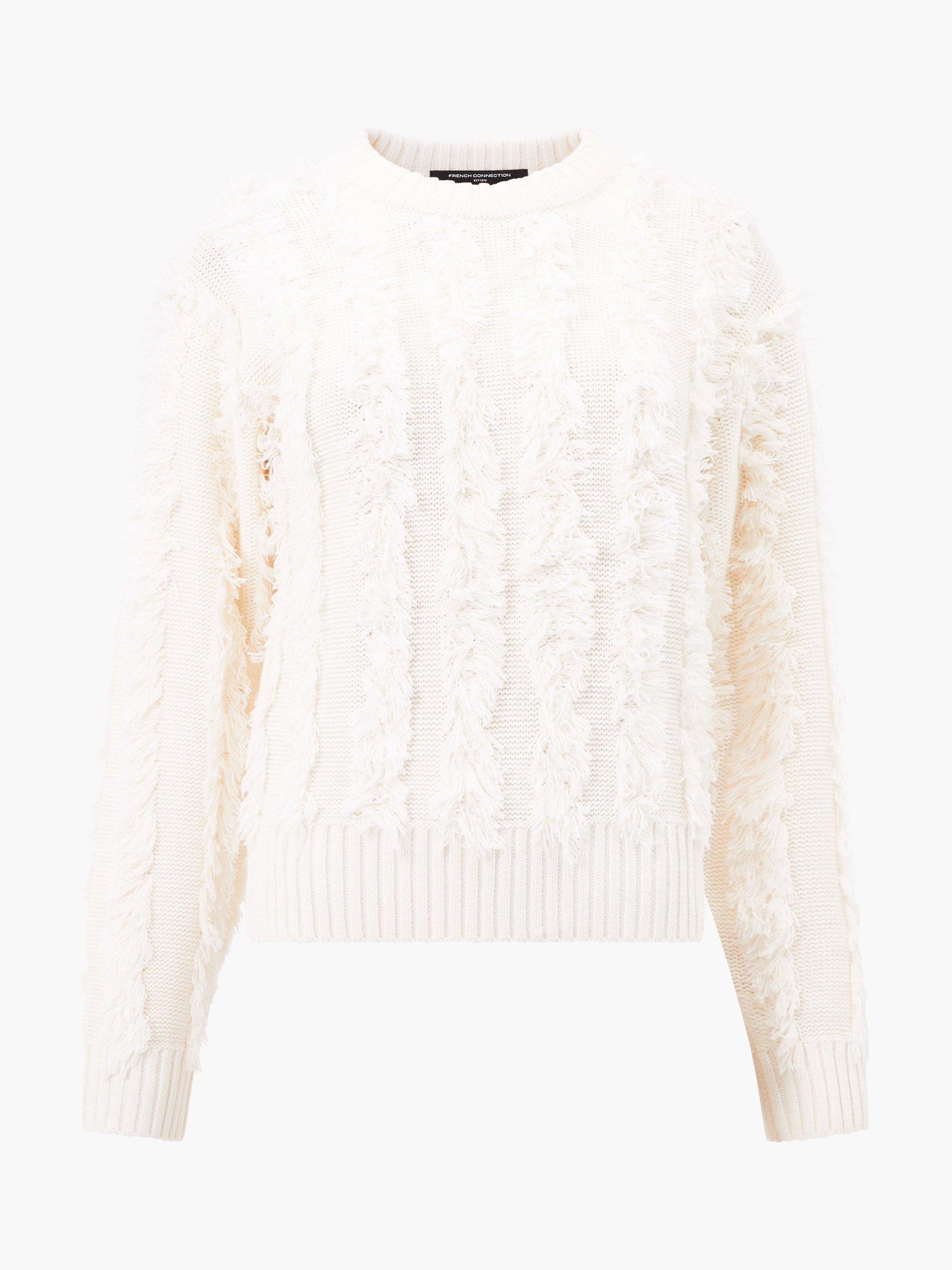 Product image 4 of 4, which shows French Connection Malika Fringed Jumper, Cream, XS