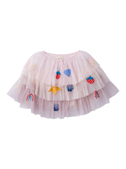 Stych Kids' Tiered Embellished Cape, Pink Light, 