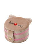 Stych Embroidered Cat Jewellery Box, Brown/Multi